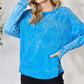 Zenana Smitten Long Sleeve Top with Thumbhole Sleeves in Ocean Blue
