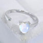Filled With Love Inlaid Moonstone Heart Adjustable Open Ring