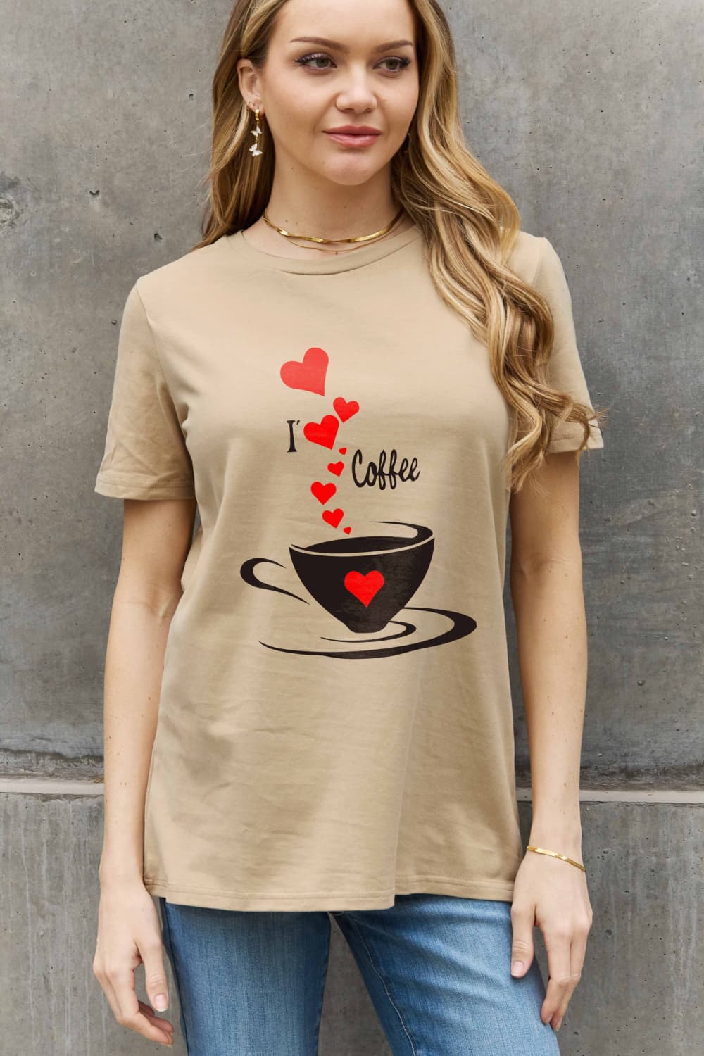 Simply Love I LOVE COFFEE Graphic Cotton Tee