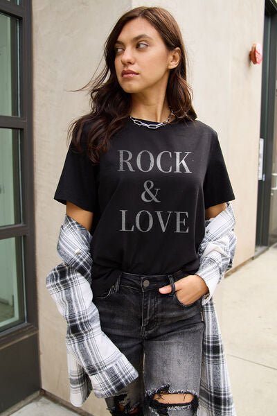 Simply Love ROCK ＆ LOVE Short Sleeve Graphic T-Shirt