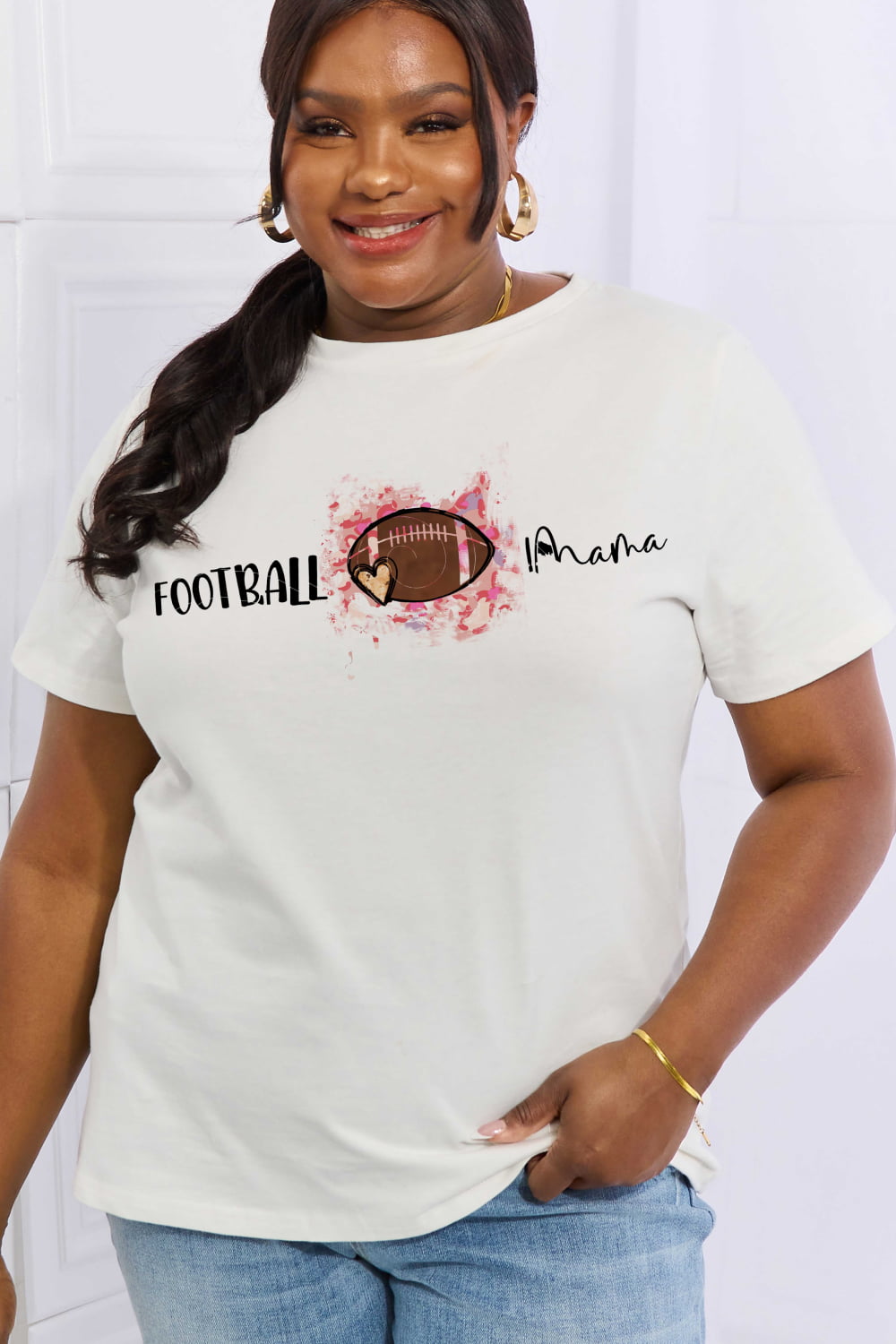 Simply Love FOOTBALL MAMA Graphic Cotton Tee