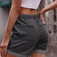 Essentially Yours Drawstring Raw Hem Denim Shorts