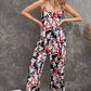 Vacation Mode On Botanical Print Spaghetti Strap Cropped Jumpsuit