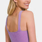Zenana Empower Yourself Washed Ribbed Cropped Bra Padded Tank in Violet