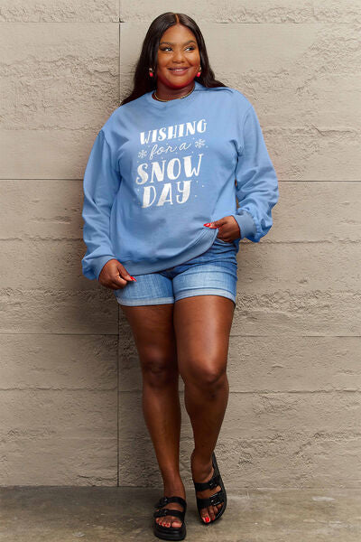 Simply Love WISHING FOR A SNOW DAY Graphic Sweatshirt