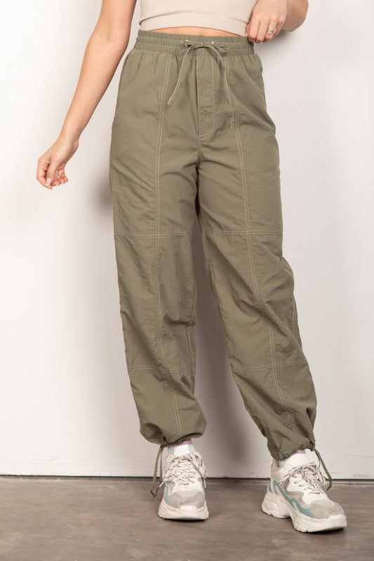 VERY J Seize The Moment Drawstring Woven Parachute Joggers