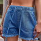 Essentially Yours Drawstring Raw Hem Denim Shorts