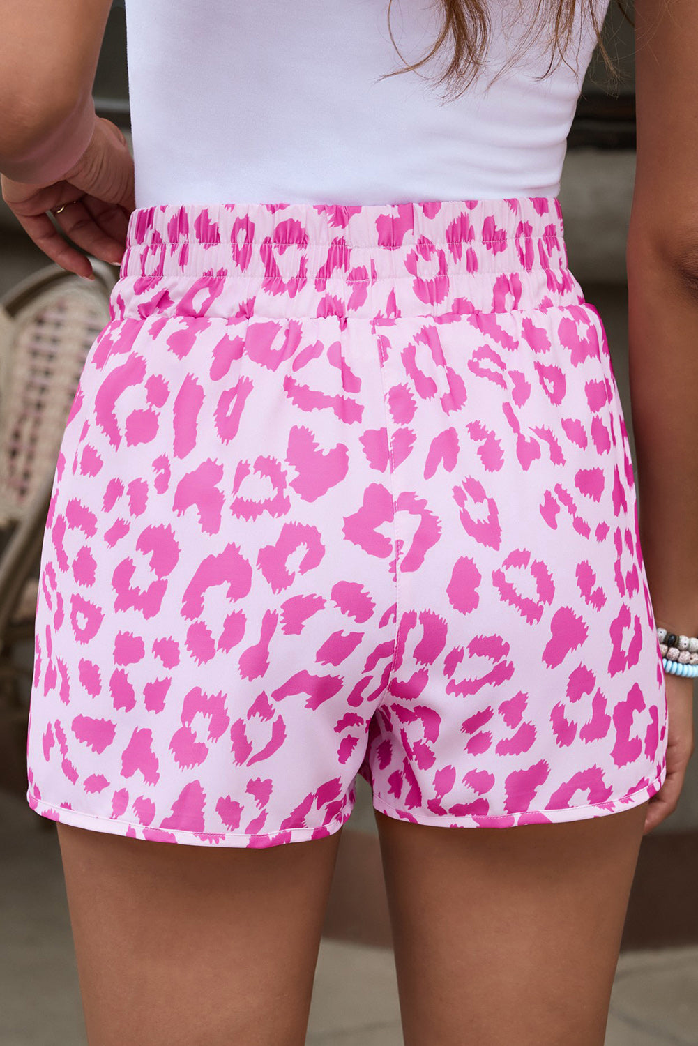 Wild in Pink Leopard Elastic Waist Shorts