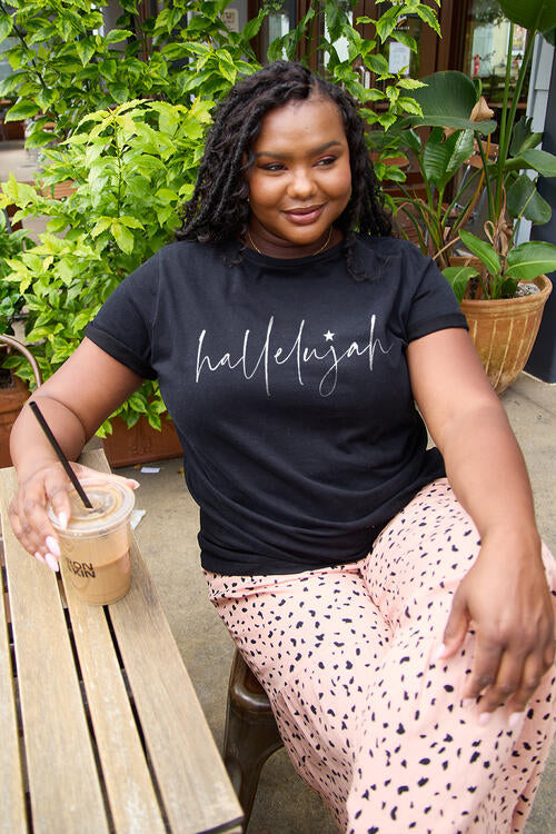Simply Love Hallelujah Graphic Short Sleeve T-Shirt