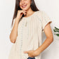 Double Take Meet Me At The Cafe Crochet Buttoned Short Sleeves Top in Pastel Yellow