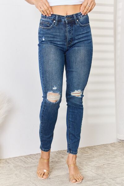 Judy Blue Myra High Waist Distressed Slim Jeans