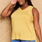 Doublju Talk To Me Striped Sleeveless V-Neck Top in Yellow Gold