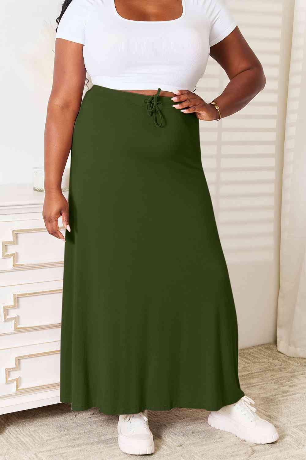 Double Take The Best Memories Soft Rayon Drawstring Waist Maxi Skirt