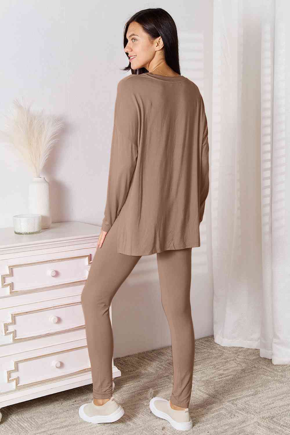 Basic Bae Ready To Unwind V-Neck Soft Rayon Long Sleeve Top and Pants Lounge Set