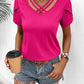 Strappy V-Neck Petal Sleeve Top