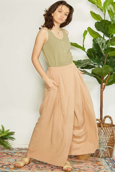 Mittoshop Feeling Free Wrap Pleating Detail Wide Leg Pants