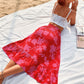 Off to the Beach, Be Back Soon Elastic Waist Printed Skirt