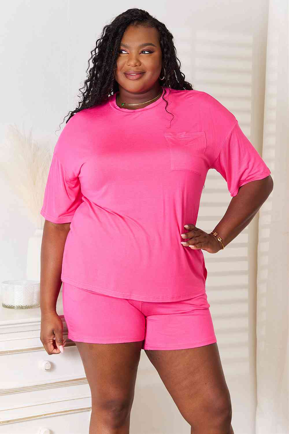 Basic Bae Happiness Is Brewed Soft Rayon Half Sleeve Top and Shorts Set