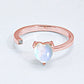Filled With Love Inlaid Moonstone Heart Adjustable Open Ring