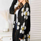 Double Take Sunshine Blossoms Floral Button Down Longline Cardigan