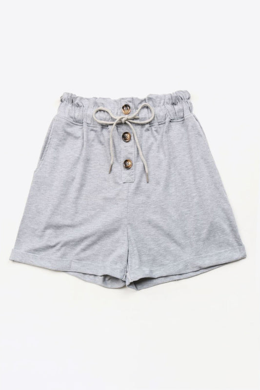 My Comfy Place Buttoned Drawstring Waist Cuffed Shorts