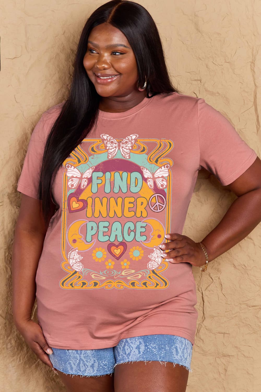 Simply Love FIND INNER PEACE Graphic Cotton T-Shirt