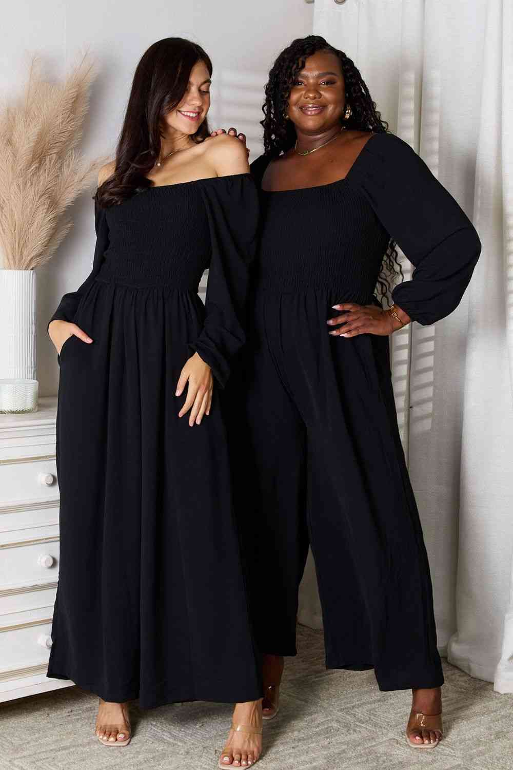 Double Take Twilight Square Neck Jumpsuit with Pockets