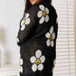 Double Take Sunshine Blossoms Floral Button Down Longline Cardigan