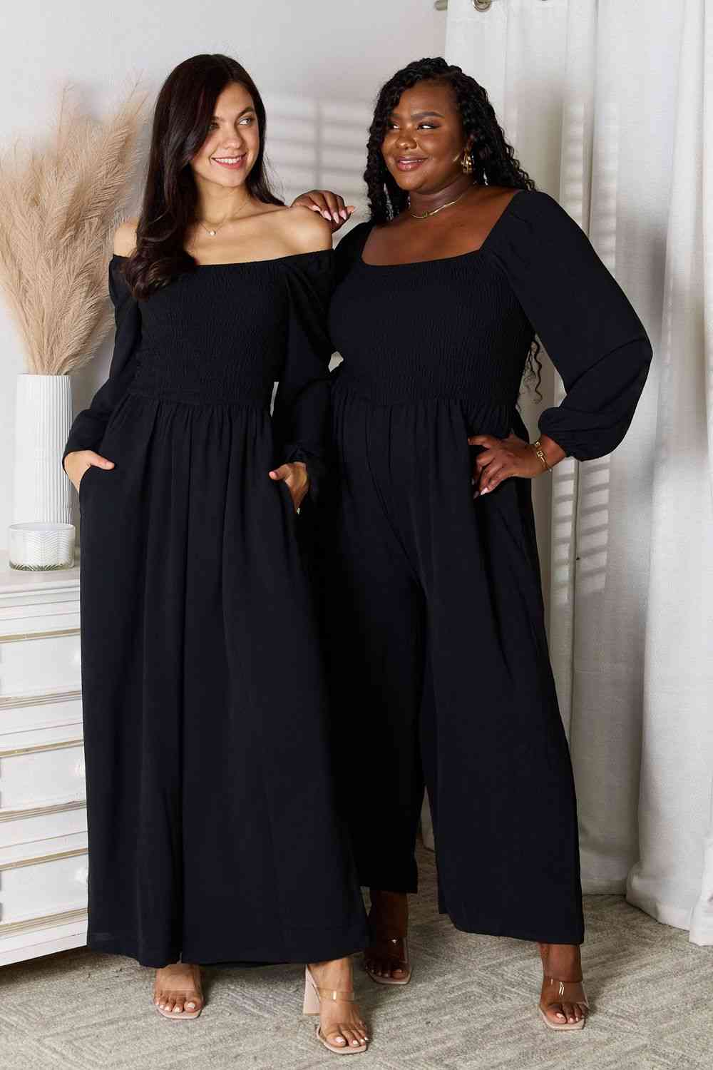 Double Take Twilight Square Neck Jumpsuit with Pockets