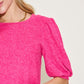 Zenana I Believe In Fuchsia Lantern Half Sleeve Sweater