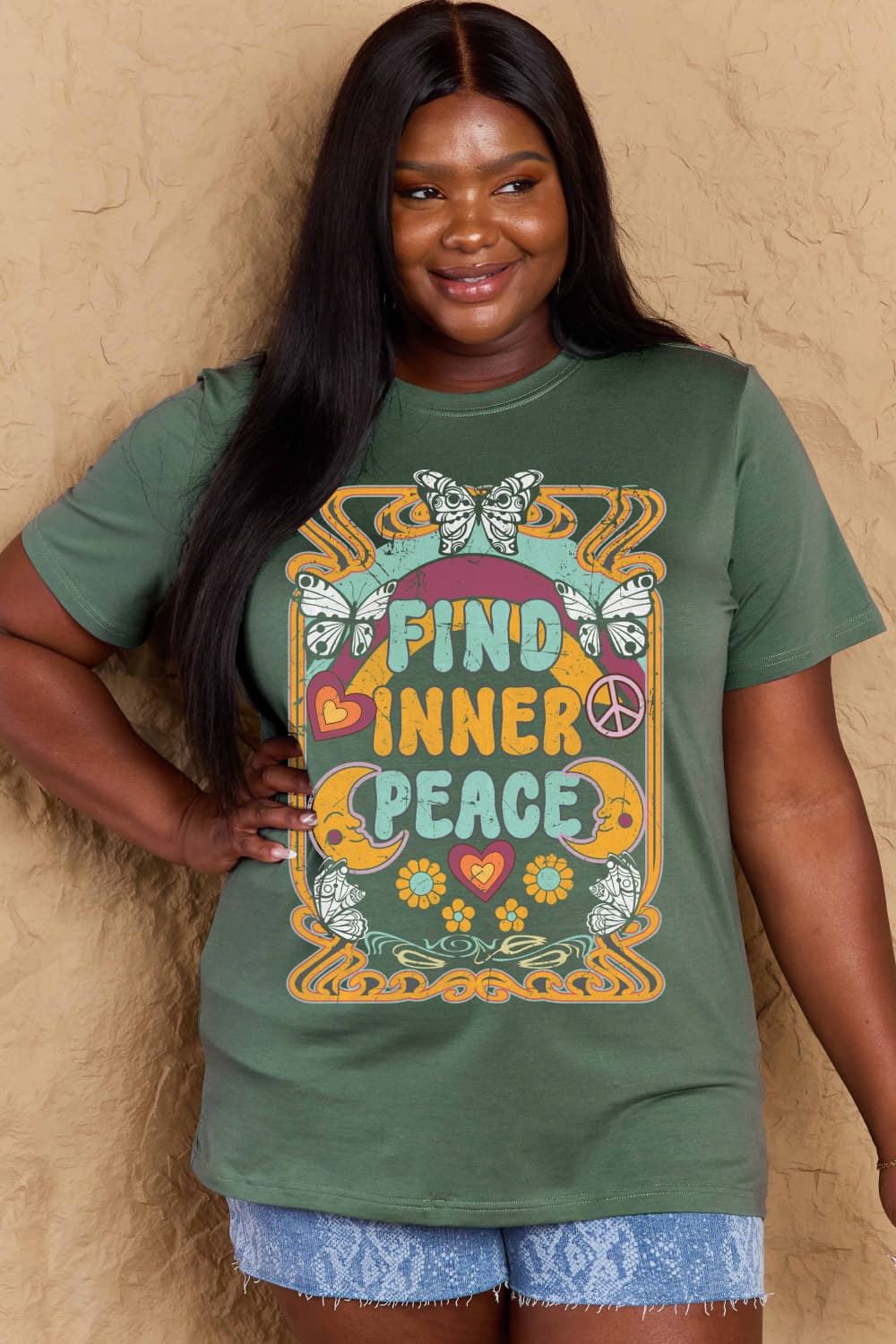 Simply Love FIND INNER PEACE Graphic Cotton T-Shirt
