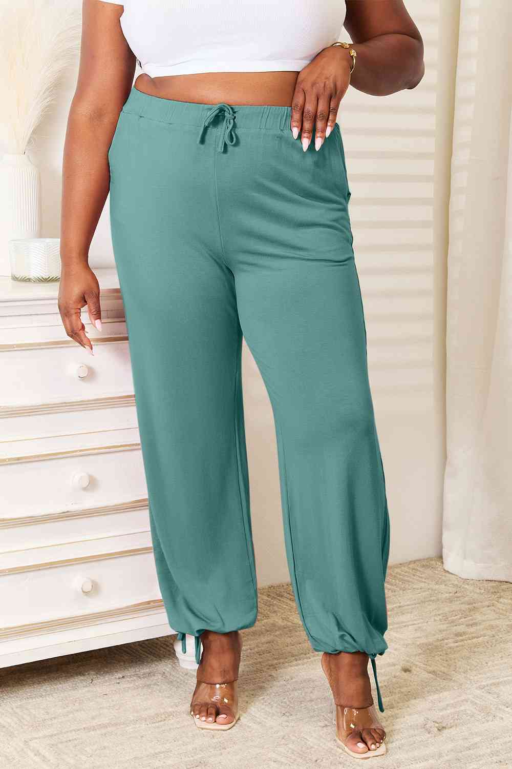 Basic Bae Homey Chic Soft Rayon Drawstring Waist Pants with Pockets