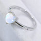 Filled With Love Inlaid Moonstone Heart Adjustable Open Ring