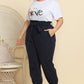 Love Is Blooming Graphic Tee and Belted Paperbag Joggers Set with Pockets