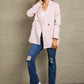 Double Take Boss Babe Double-Breasted Padded Shoulder Blazer with Pockets