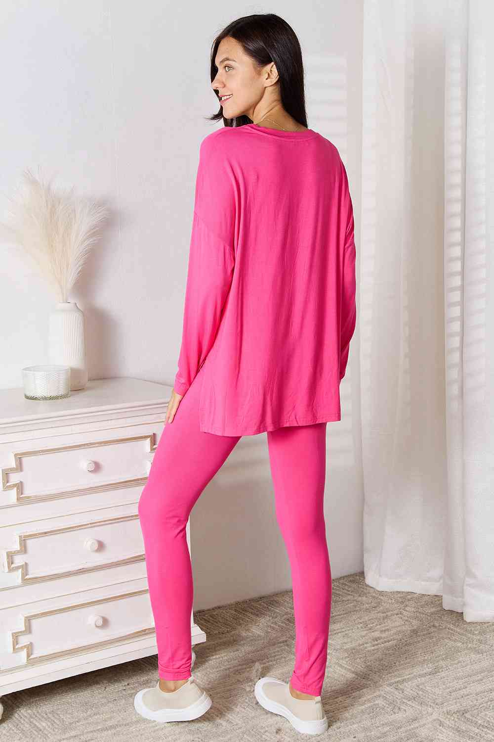 Basic Bae Ready To Unwind V-Neck Soft Rayon Long Sleeve Top and Pants Lounge Set