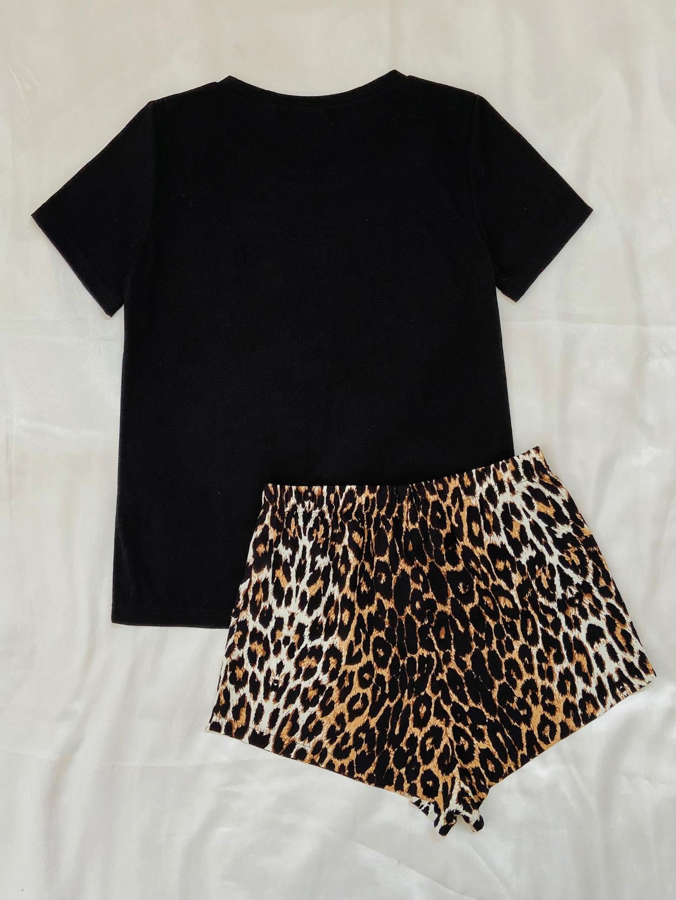 Leopard's Kisses Graphic Top and Shorts Lounge Set