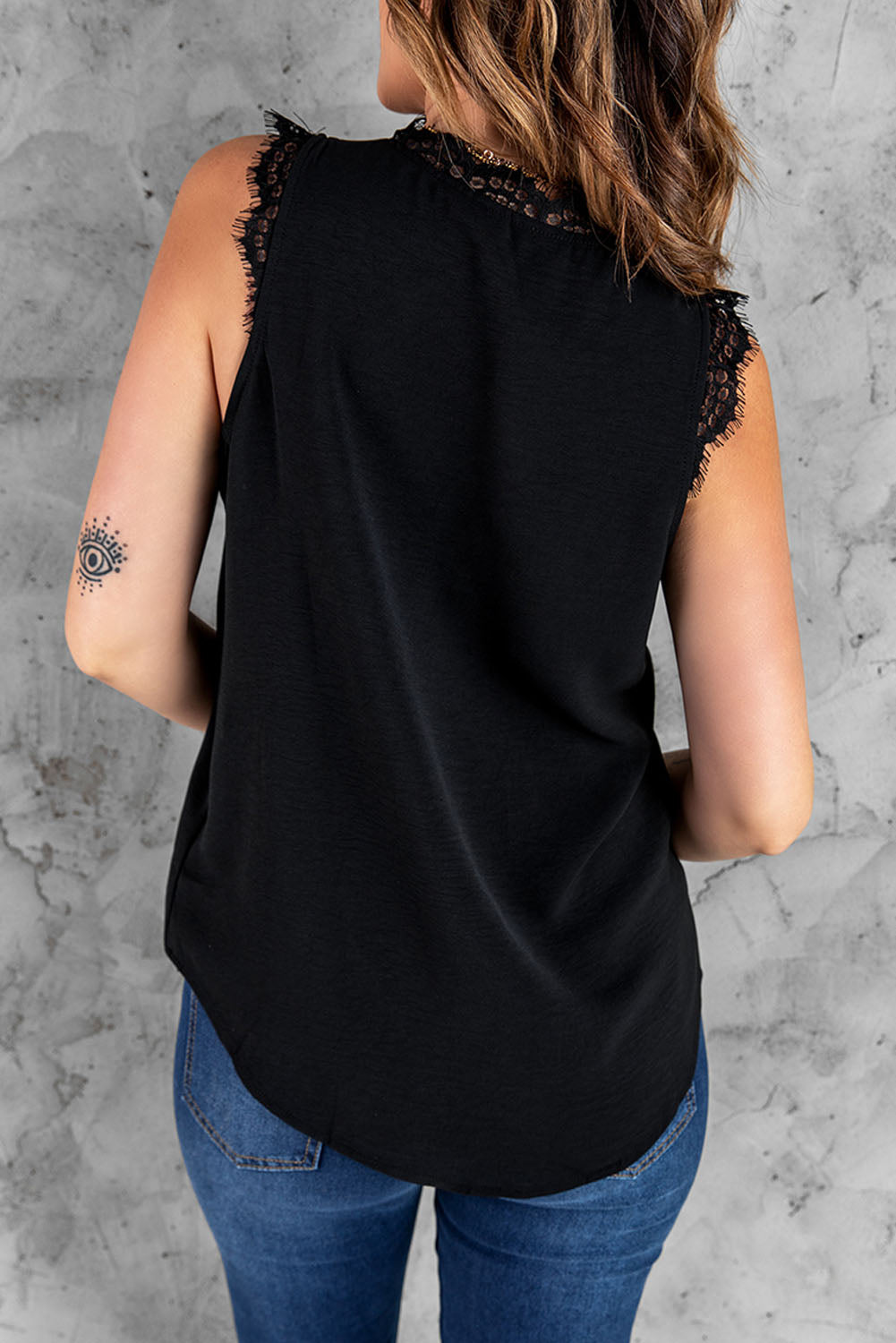 Lashes Are Better Eyelash Lace V-Neck Tank Top