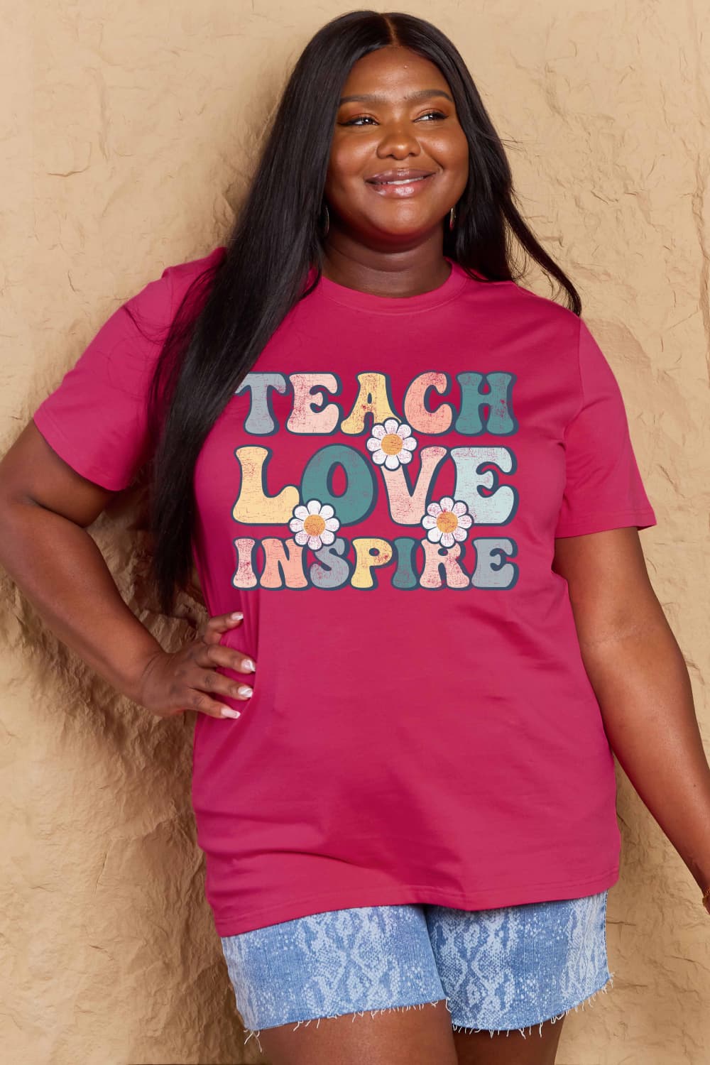 Simply Love TEACH LOVE INSPIRE Graphic Cotton T-Shirt