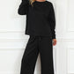 Double Take Let's Slow Down Textured Long Sleeve Top and Drawstring Pants Set