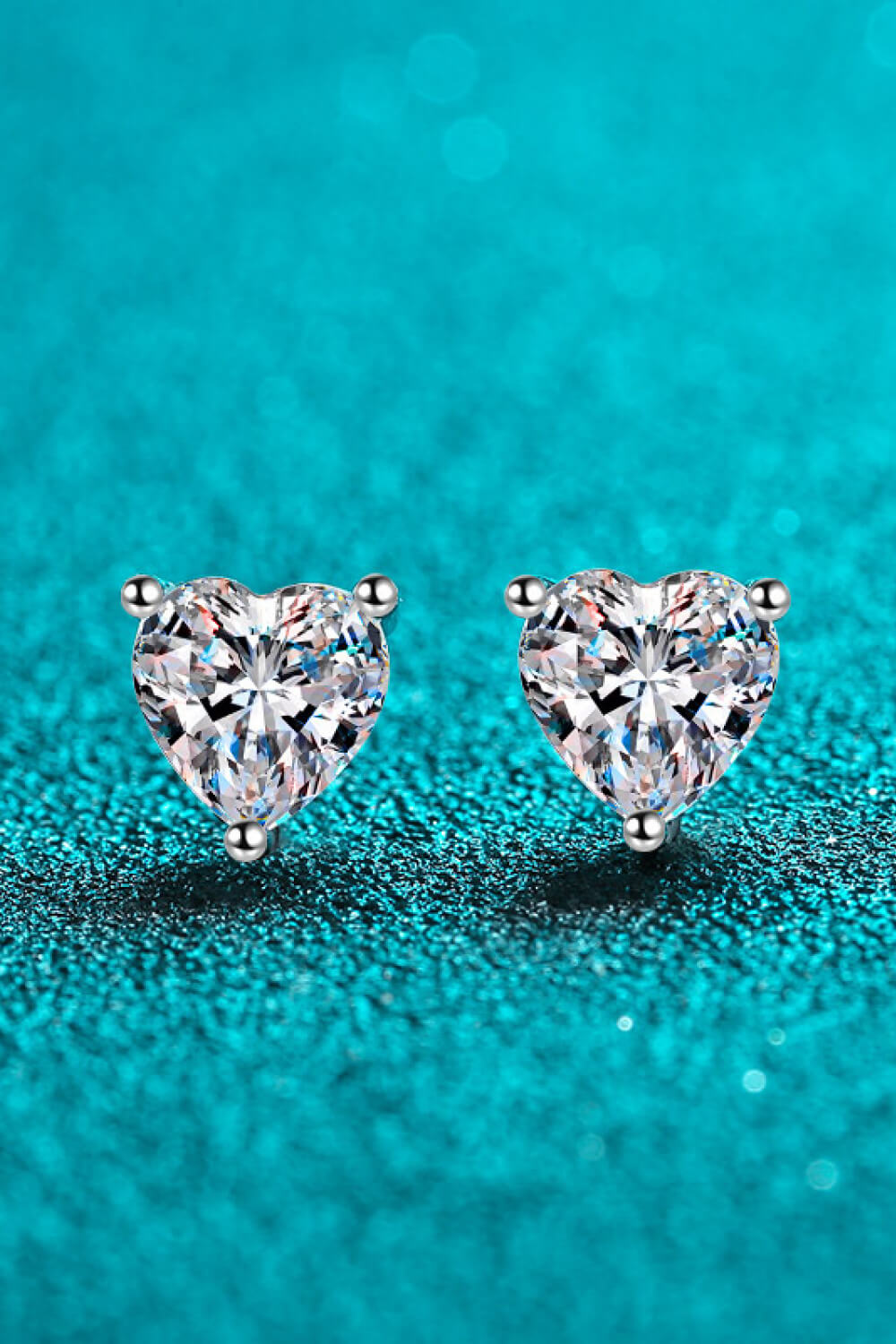 Joined By Love 2 Carat Moissanite Heart-Shaped Stud Earrings