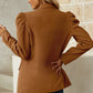 Double Take Leading The Day Puff Sleeve Shawl Collar Blazer