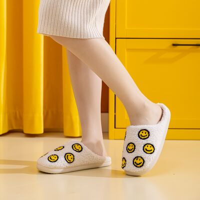 Melody A Perfect Day Smiley Face Cozy Slippers in Yellow Smile Mix