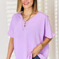 Zenana Livin' Life Texture Short Sleeve T-Shirt in Bright Lavender