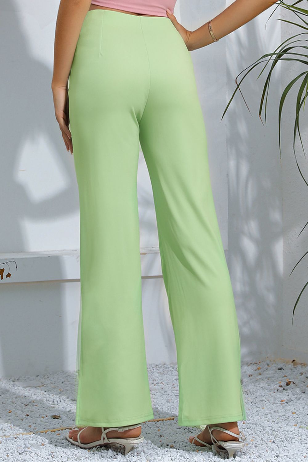 Mint Flare High-Rise Slit Flare Pants