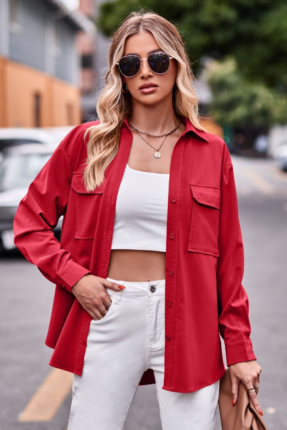 Just Can't Wait Dropped Shoulder Longline Shirt with Pockets