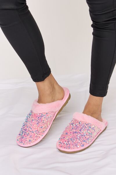 Forever Link Sprinkle with Sparkle Sequin Plush Round Toe Slippers