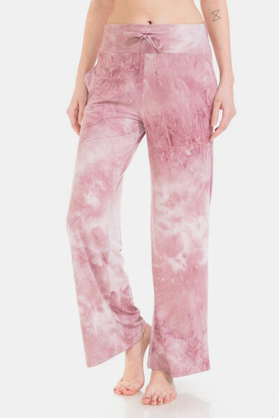 Leggings Depot Glam and Chill Buttery Soft Printed Drawstring Pants in Pink