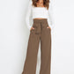 Office Chic Tie Front Wide Paperbag Waist Leg Pants
