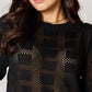 Double Take 'Til I Walk In Ribbed Trim Knit Top in Black
